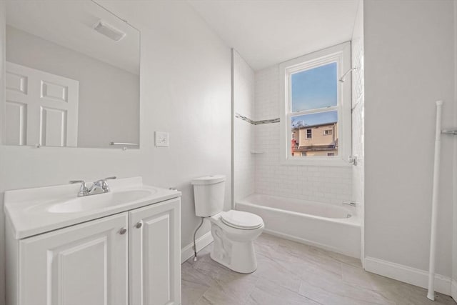 17 Magnolia Sq, Boston, MA 02125 - full bath with baseboards, vanity, toilet,  shower combination, and marble look tiles