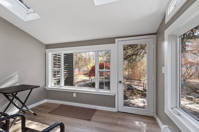 interior space featuring light wood-type flooring and a healthy amount of sunlight