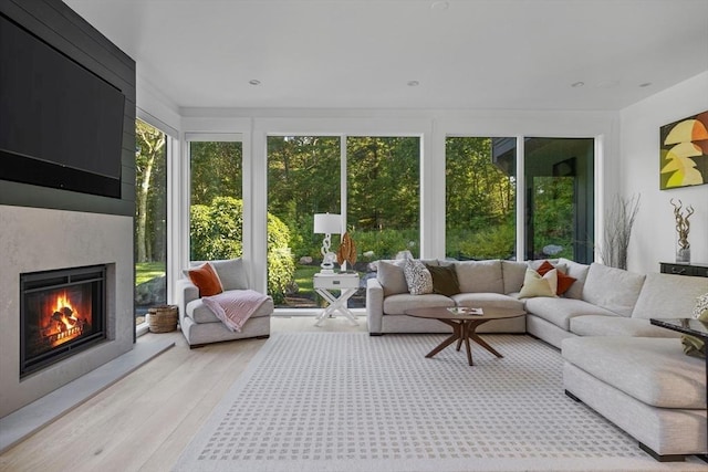 sunroom with wood finished floors