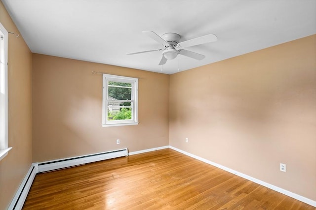 8 Grandview St, South Hadley, MA 01075 - empty room featuring ceiling fan, baseboard heating, and light wood finished floors