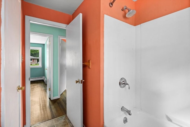 8 Grandview St, South Hadley, MA 01075 - full bath with a baseboard heating unit and bathing tub / shower combination