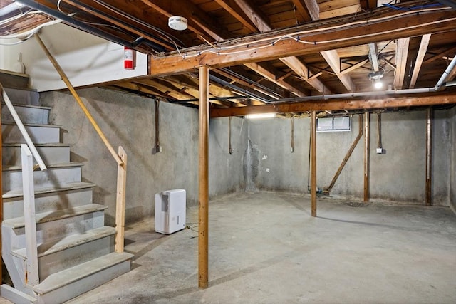 8 Grandview St, South Hadley, MA 01075 - unfinished below grade area featuring stairway
