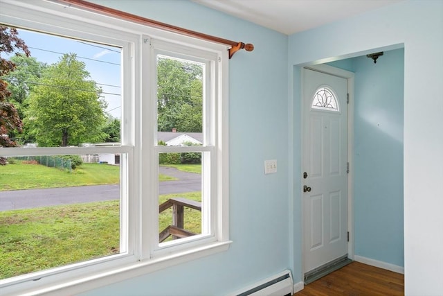 8 Grandview St, South Hadley, MA 01075 - foyer entrance featuring dark wood-style flooring and baseboards