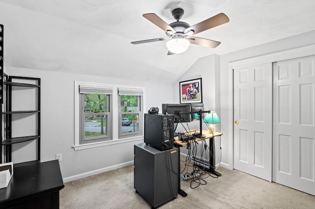 119 Wellman Ave Unit 119, Chelmsford, MA 01863 - carpeted office with baseboards, lofted ceiling, and ceiling fan
