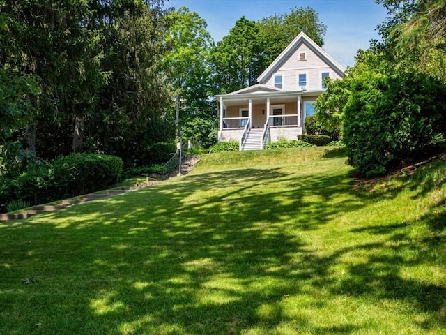100 Williams Ave, Boston, MA 02136 - back of property with stairway, a lawn, and a porch