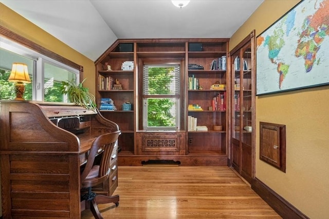 100 Williams Ave, Boston, MA 02136 - home office featuring light wood-style flooring and vaulted ceiling