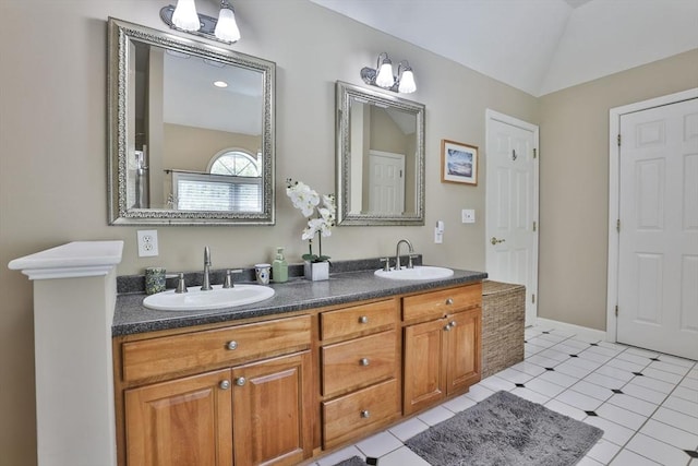 bathroom with double vanity