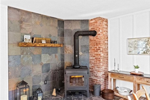 details with a wood stove