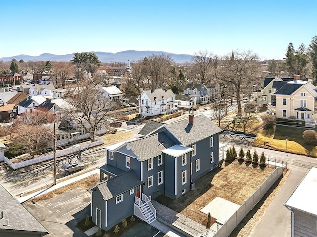 bird's eye view with a mountain view and a residential view