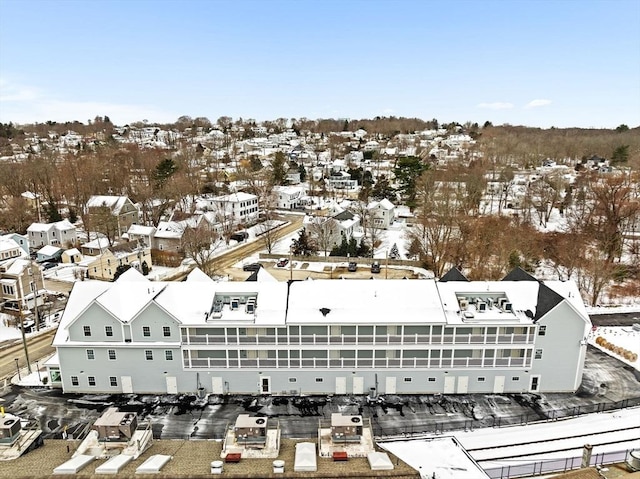 1 Pleasant St Unit 204, Cohasset, MA 02025 - snowy aerial view with a residential view