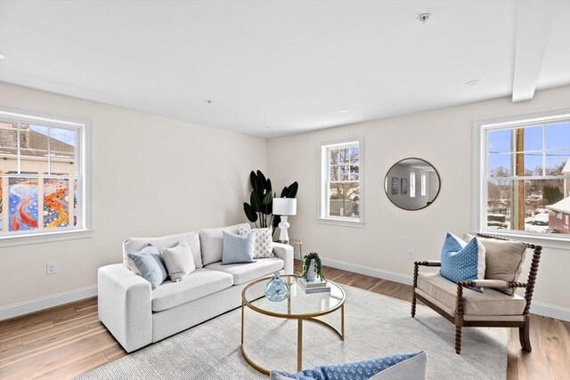 1 Pleasant St Unit 204, Cohasset, MA 02025 - living room featuring plenty of natural light, wood finished floors, and baseboards