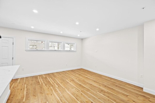 1 Pleasant St Unit 204, Cohasset, MA 02025 - unfurnished room with recessed lighting, baseboards, and light wood finished floors