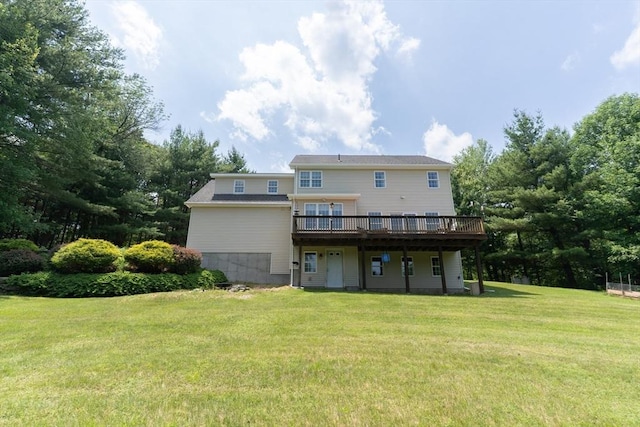 9 Old Poor Farm Rd, Ware, MA 01082 - back of property with a wooden deck and a lawn