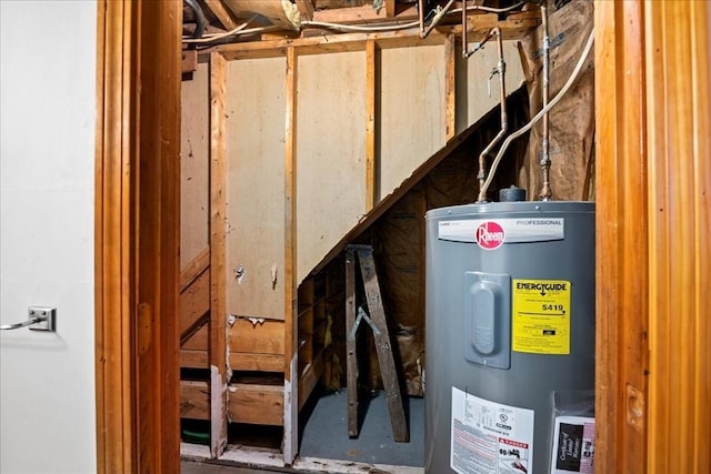 utility room featuring electric water heater