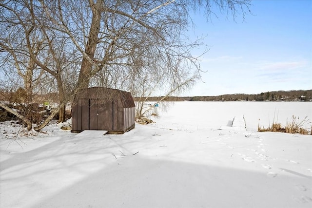 view of yard covered in snow