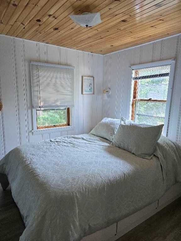 bedroom with wooden ceiling