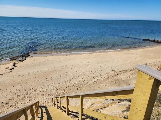 view of water feature featuring a beach view