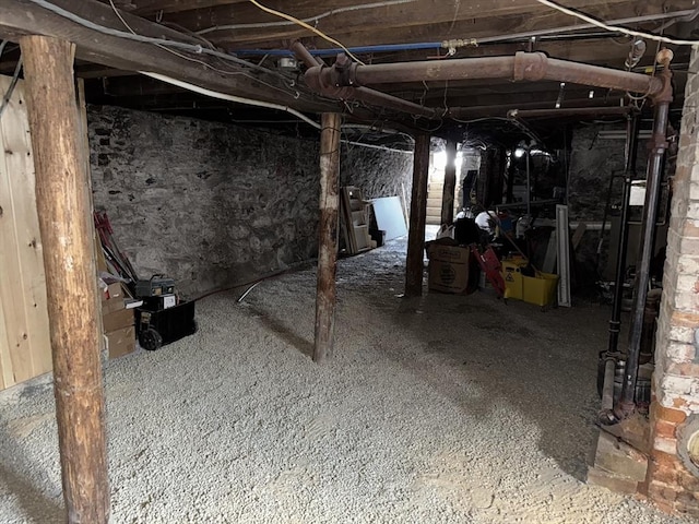 view of unfinished basement