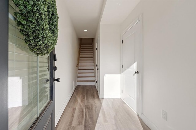 interior space with light hardwood / wood-style floors