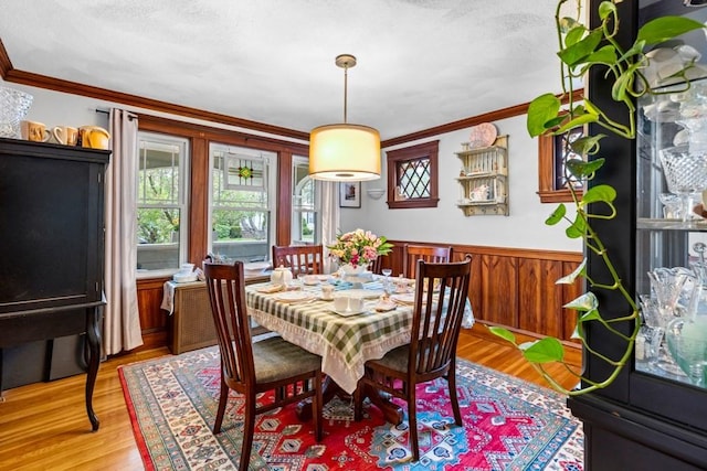 19 Beal Rd, Waltham, MA 02453 - dining area featuring ornamental molding, light wood finished floors, and wainscoting