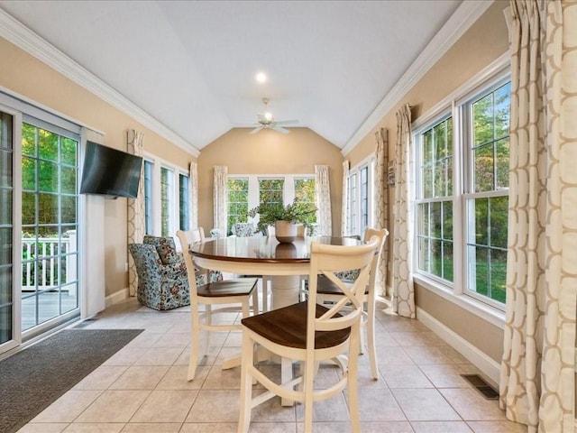 26 Silver Brook Ln Unit 26, Norwell, MA 02061 - sunroom featuring healthy amount of natural light, tile patterned floors, vaulted ceiling, and ornamental molding