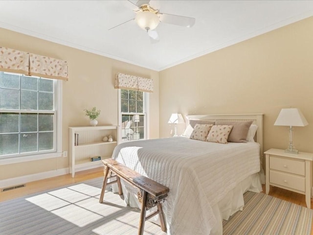 26 Silver Brook Ln Unit 26, Norwell, MA 02061 - bedroom featuring wood finished floors, ornamental molding, and a ceiling fan