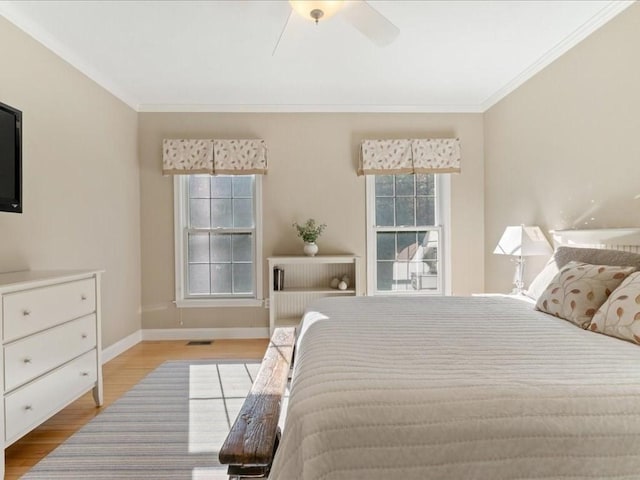 26 Silver Brook Ln Unit 26, Norwell, MA 02061 - bedroom with wood finished floors, ornamental molding, and a ceiling fan