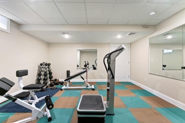 26 Silver Brook Ln Unit 26, Norwell, MA 02061 - exercise room with a drop ceiling and carpet flooring