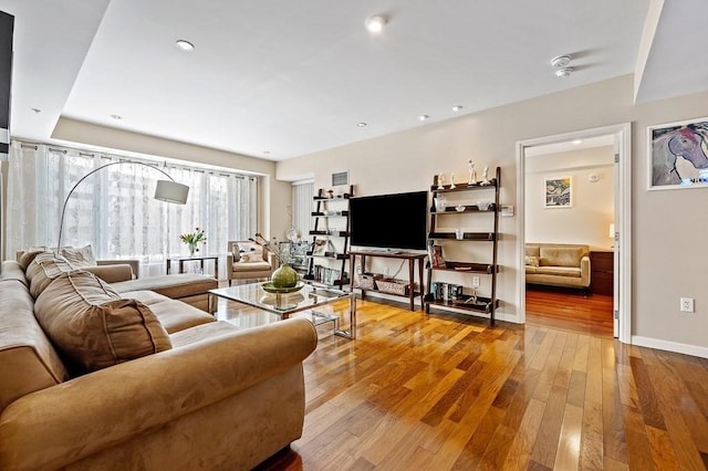 living room featuring light hardwood / wood-style floors