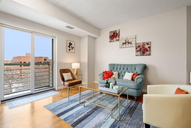 living room with hardwood / wood-style floors