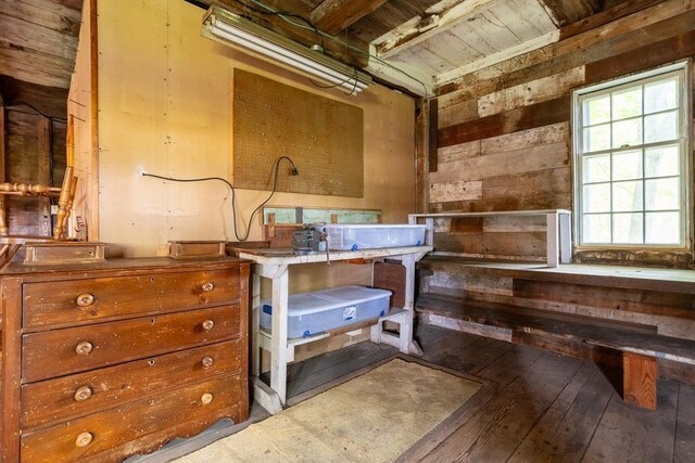 9 Eaton St, Gardner, MA 01440 - miscellaneous room with wood-type flooring and wood walls