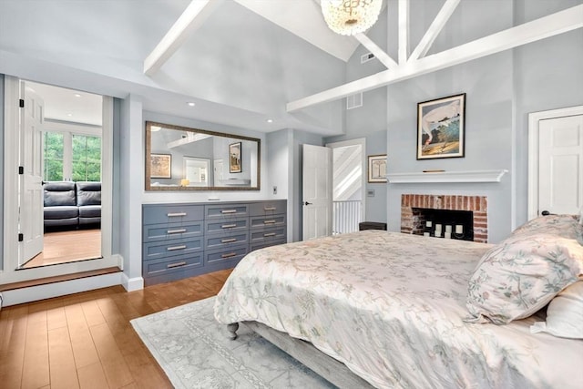 1 Crooked Ln, Manchester, MA 01944 - bedroom featuring wood finished floors, high vaulted ceiling, and recessed lighting