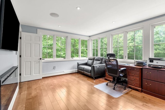 1 Crooked Ln, Manchester, MA 01944 - office with a baseboard radiator and light wood-style flooring