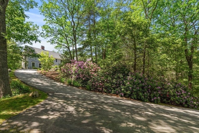 1 Crooked Ln, Manchester, MA 01944 - view of front of house featuring asphalt driveway and a chimney
