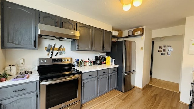 66 Winchester St Phb, Phb, Brookline, MA 02446 - kitchen with appliances with stainless steel finishes, exhaust hood, light wood-type flooring, and light countertops