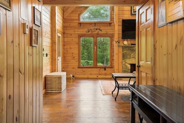 4 Paddock Rd, Rutland, MA 01543 - living area with wooden walls and hardwood / wood-style floors