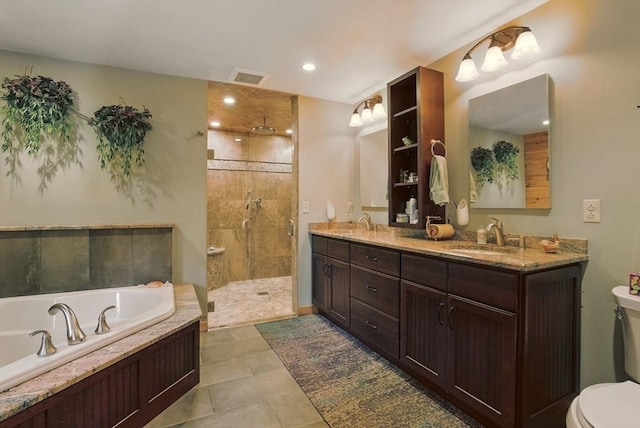 4 Paddock Rd, Rutland, MA 01543 - full bath with a garden tub, double vanity, tiled shower, toilet, and tile patterned flooring