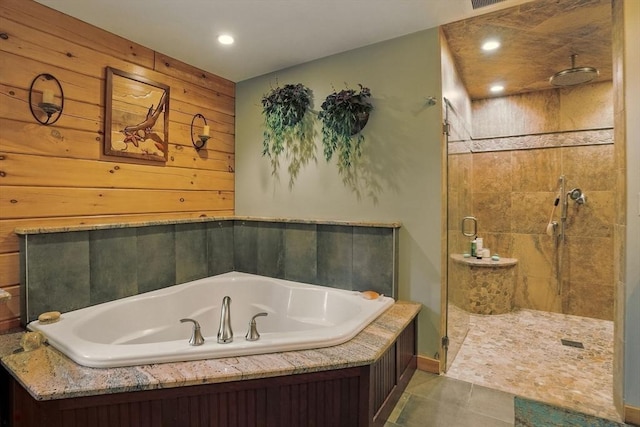 4 Paddock Rd, Rutland, MA 01543 - full bath featuring a garden tub, a stall shower, recessed lighting, and tile patterned floors