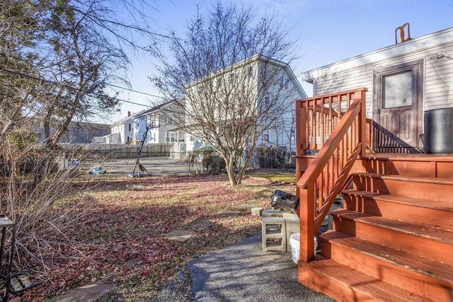 view of yard with a deck