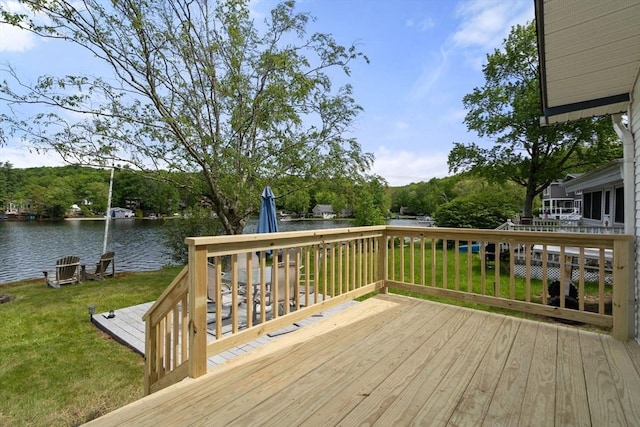 35 Island Rd, Holland, MA 01521 - wooden terrace with a water view and a lawn