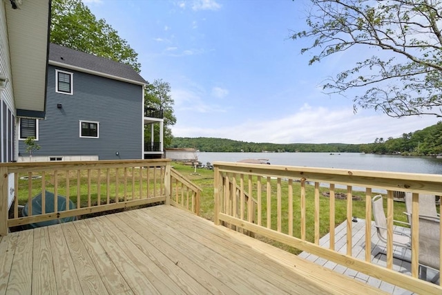 35 Island Rd, Holland, MA 01521 - wooden deck with a water view and a yard