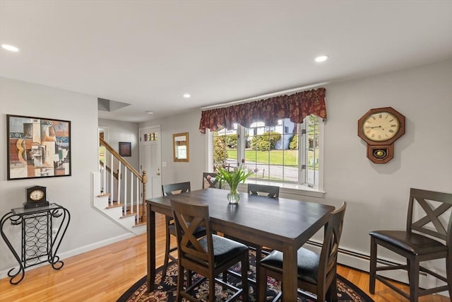 24 Hodgkins Dr, Ipswich, MA 01938 - dining room with stairs, recessed lighting, baseboards, and light wood finished floors
