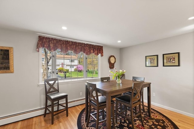 24 Hodgkins Dr, Ipswich, MA 01938 - dining space with recessed lighting, light wood-style flooring, and a baseboard heating unit