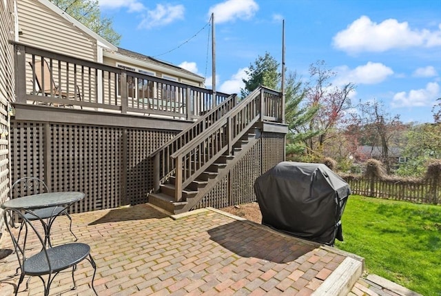 24 Hodgkins Dr, Ipswich, MA 01938 - view of patio / terrace featuring fence, a wooden deck, and area for grilling