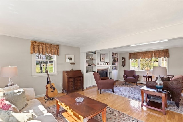 24 Hodgkins Dr, Ipswich, MA 01938 - living area with a fireplace, baseboards, and light wood-type flooring