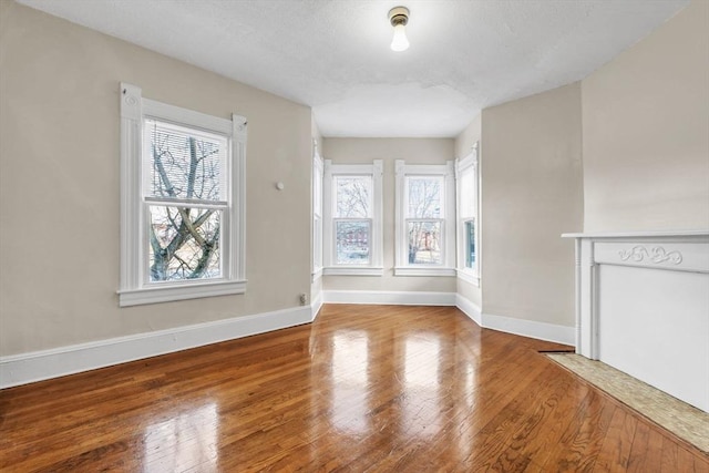 unfurnished living room with wood-type flooring and plenty of natural light