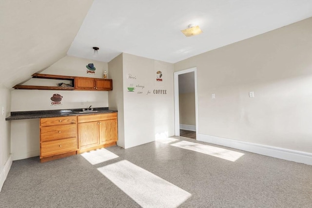 kitchen with vaulted ceiling