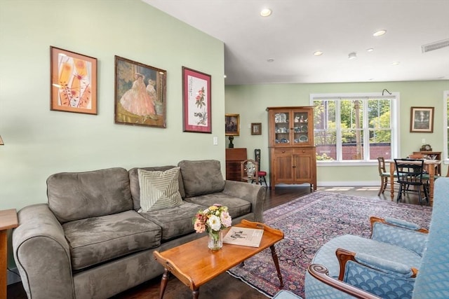 370 Beech St Unit 2, Boston, MA 02131 - living area featuring wood finished floors, recessed lighting, and baseboards