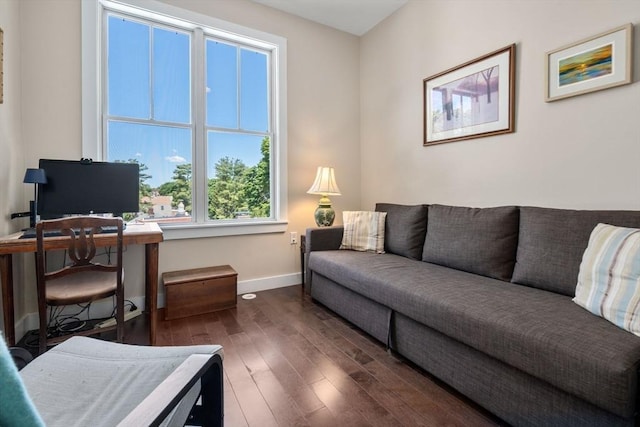 370 Beech St Unit 2, Boston, MA 02131 - office area with hardwood / wood-style floors and baseboards