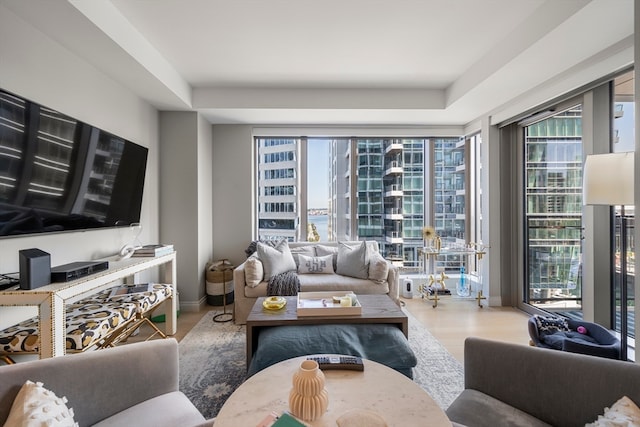 living room featuring hardwood / wood-style flooring and a wealth of natural light